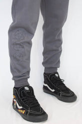 Calça Unissex Moletom com punho Raven's Pentagrama Cinza